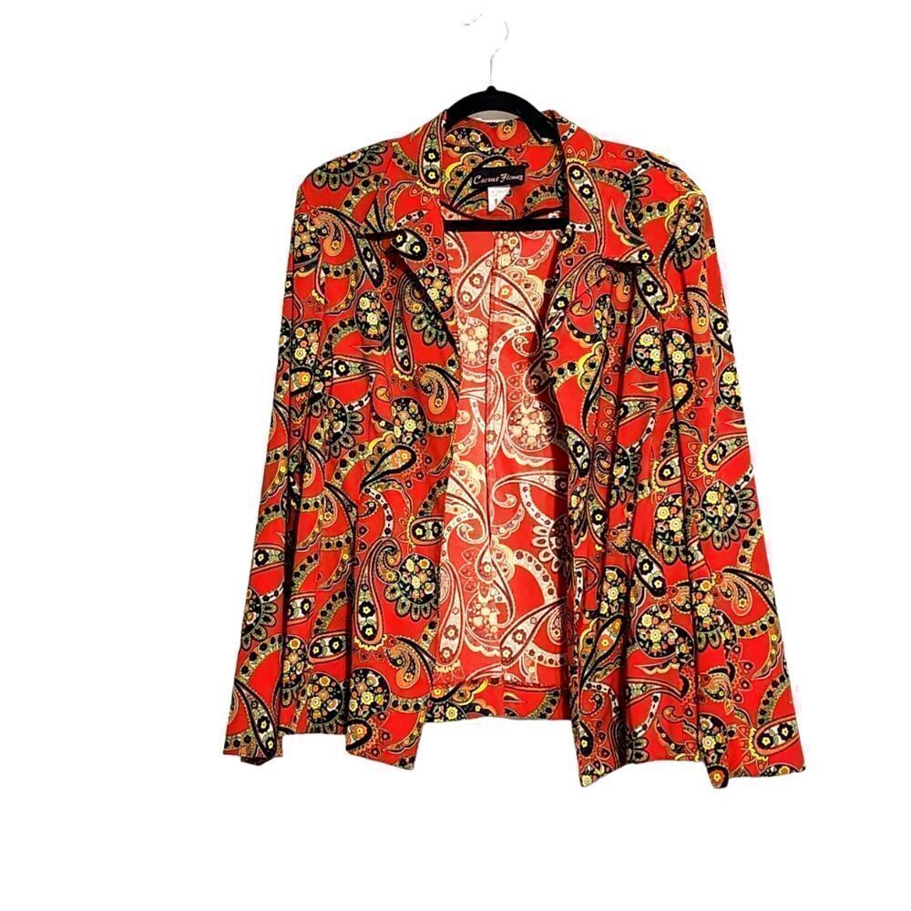 Cactus Flower jacket vintage red paisley floral blazer 70's Fairy grunge L